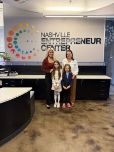 Amy Good and her daughter meet with a founder at the Nashville Entrepreneur Center. 