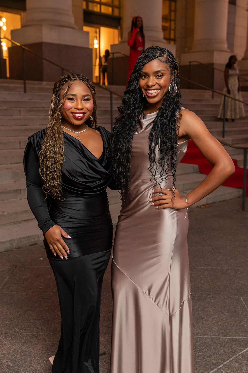 Rolled 4 Ever Ice Cream founders on the Schermerhorn steps in gowns
