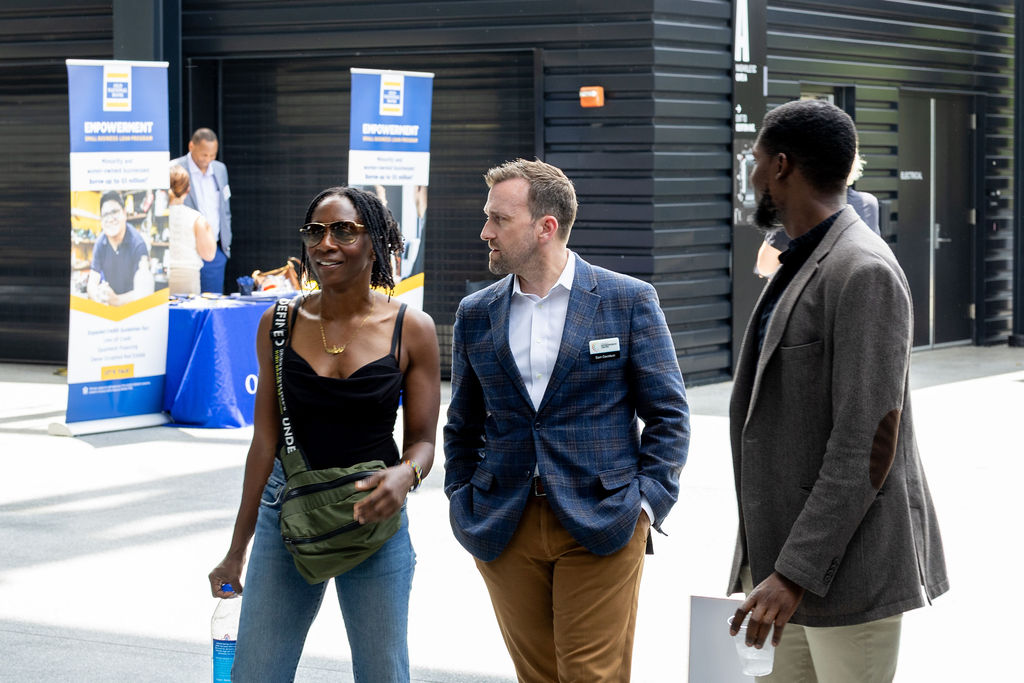 Wide shot of founders tabling along the GEODIS Park concourse