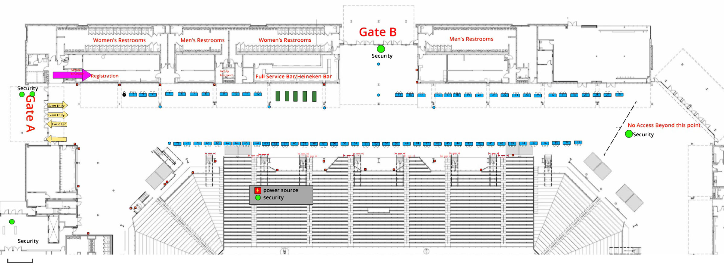 GEODIS Park concourse floor plan with numbered founder booths