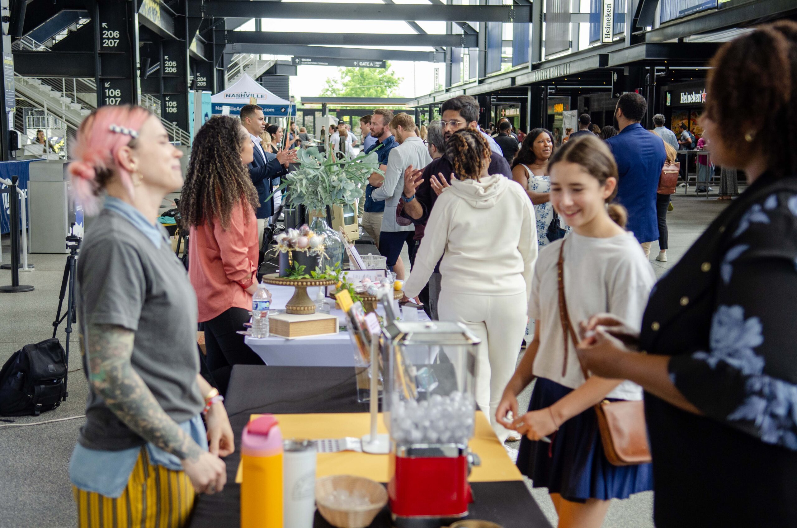 Wide concourse shot during the founder market
