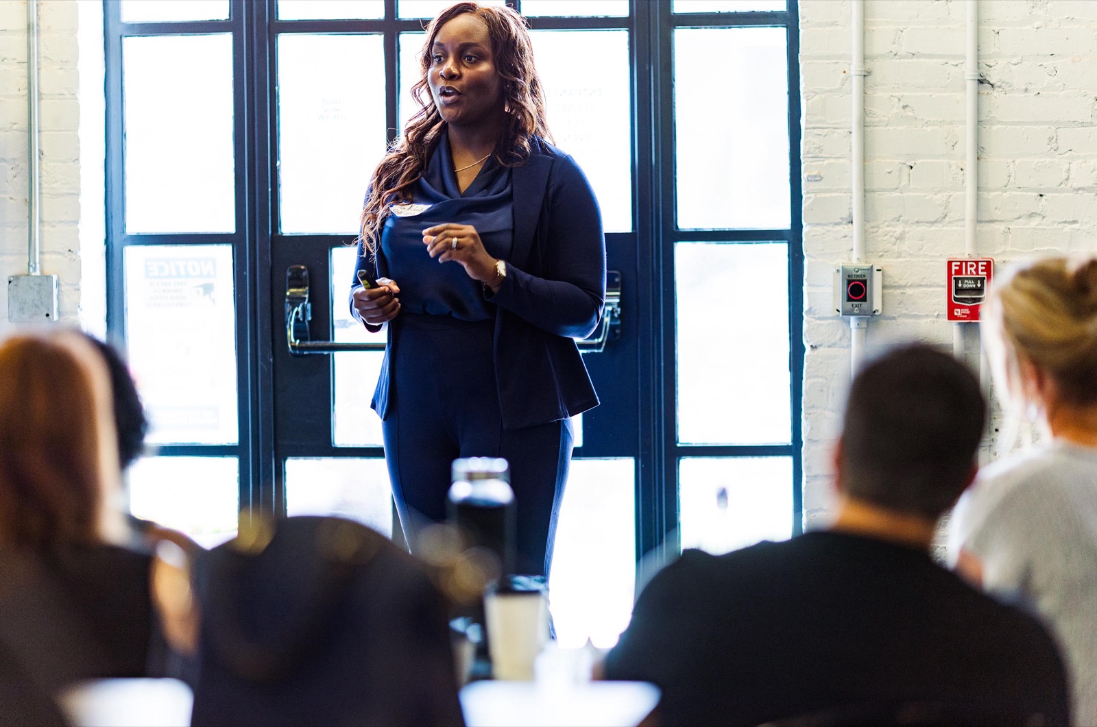A founder pitching at Elevate Your Pitch