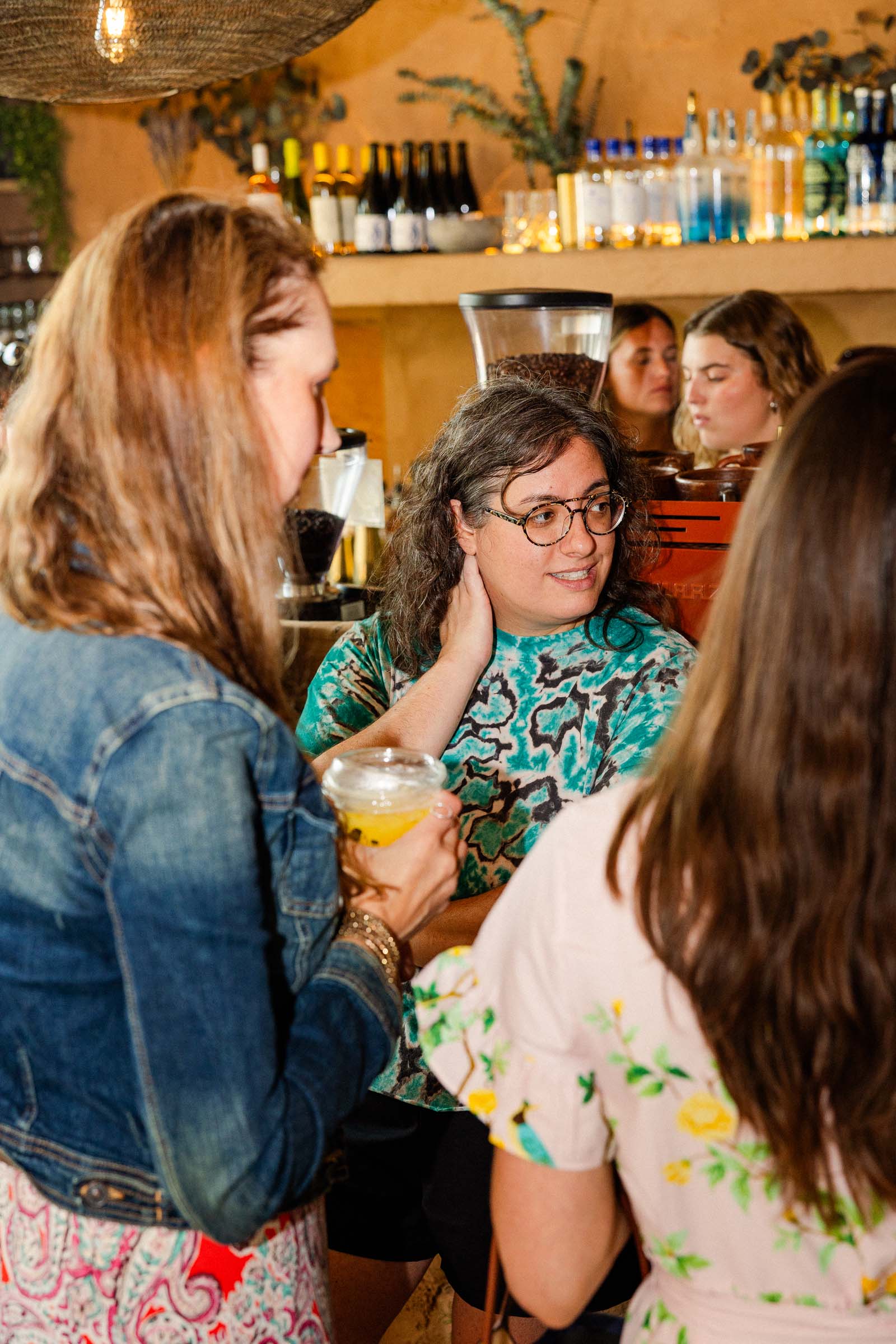 Women founders talking at cafe babu